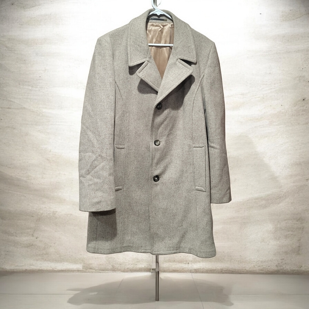 Vintage Silver Cloud Three Button Tan Wool Coat 42 Long